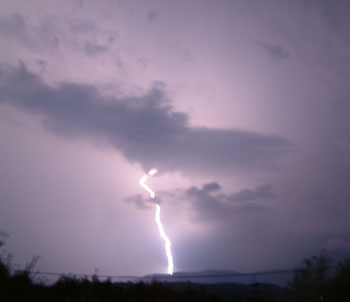 Lightening in the night sky